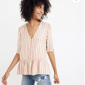 Madewell Courtyard Ruffle-Hem Top in Stripe